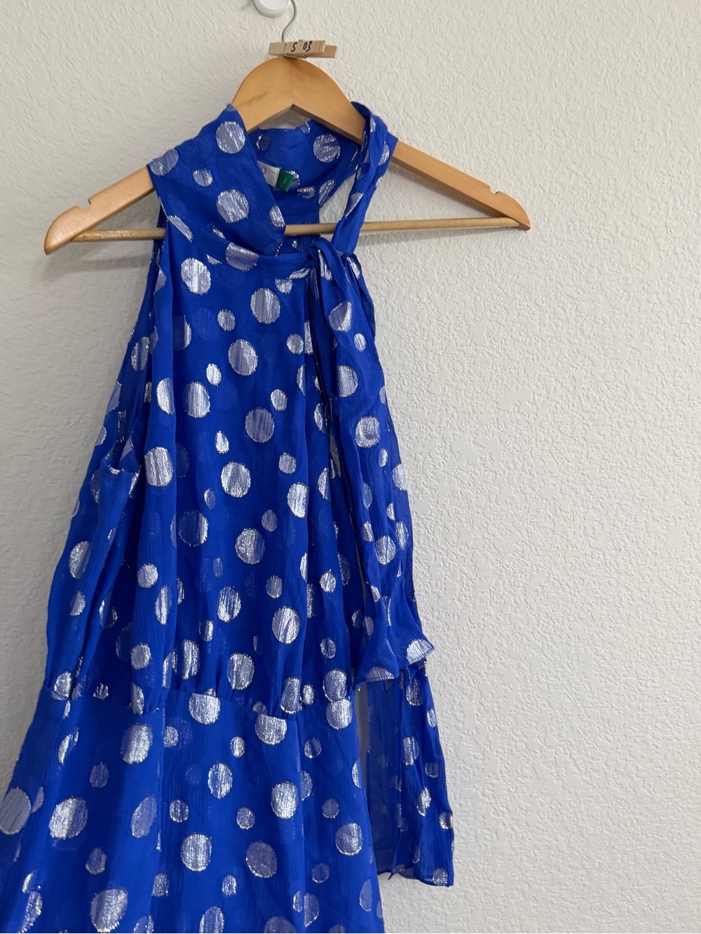 RIXO Royal Blue Halter Maxi Dress with Silver accents size small - Picture 7 of 12